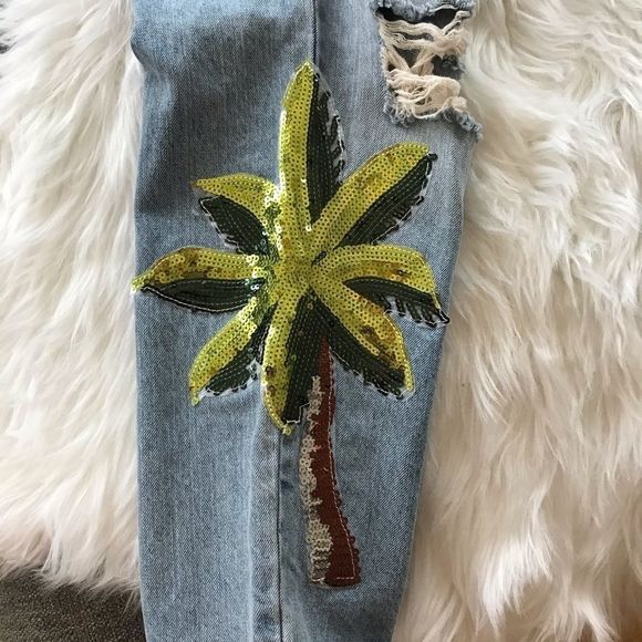 Denim Co Primark distressed jeans with sequins - Picture 11 of 15